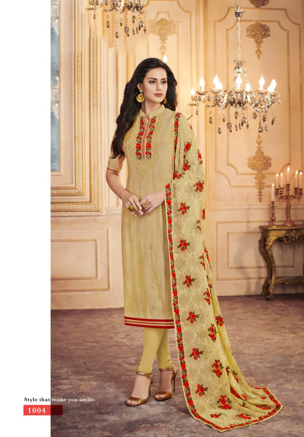 Trendy Party Wear Salwar Suit - Pure Upadda Silk Top, Customized Size Up To 42", Multicolour, Full Sleeves, Embroidered With Stone Work, Bollywood Style, Heavy Santoon Bottom, Pure Oraganja Dupatta