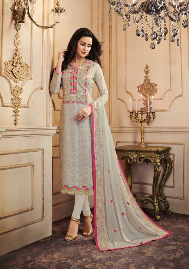 Trendy Party Wear Salwar Suit - Pure Upadda Silk Top, Customized Size Up To 42", Multicolour, Full Sleeves, Embroidered With Stone Work, Bollywood Style, Heavy Santoon Bottom, Pure Oraganja Dupatta