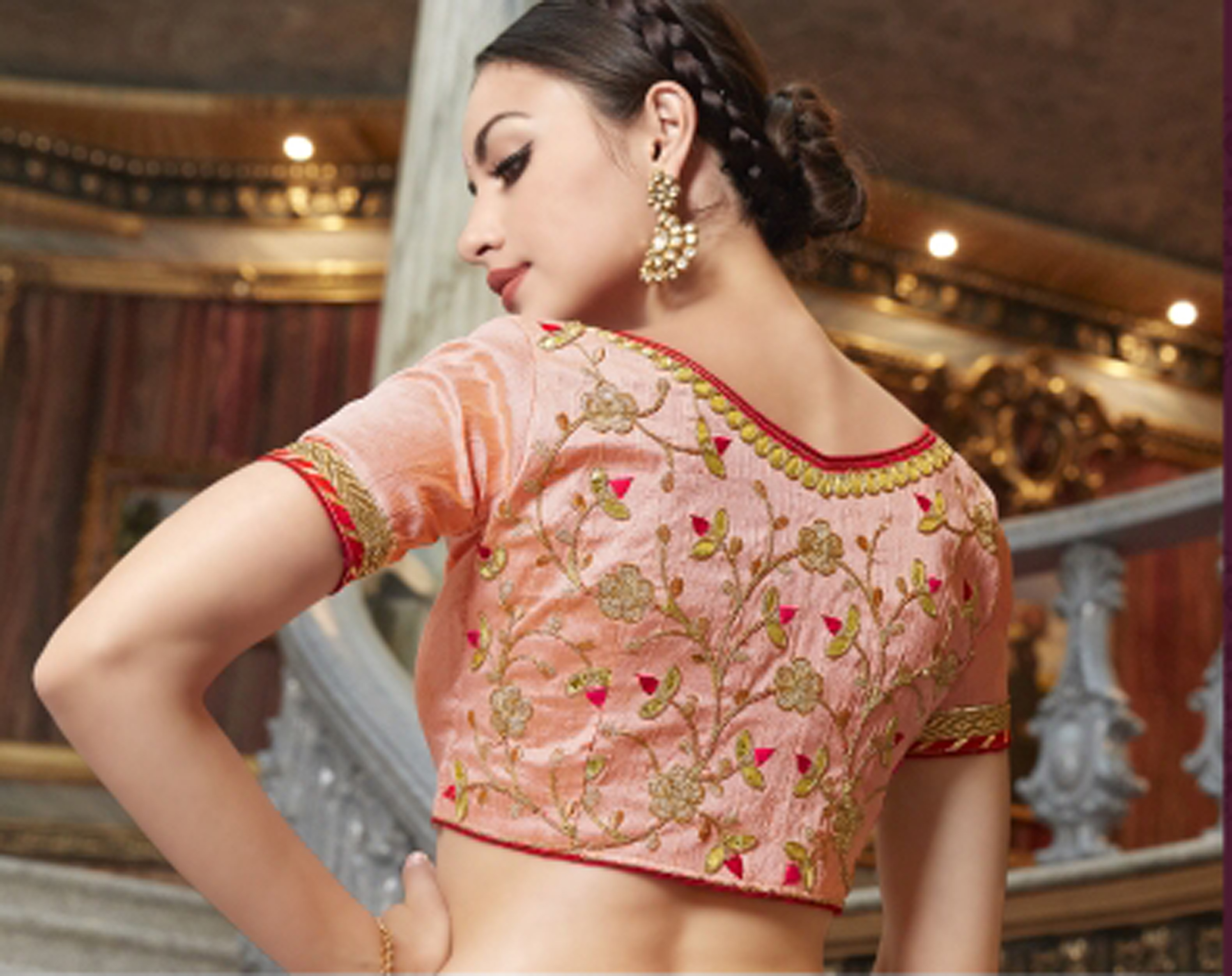 Georgette Saree - Designer Embroidered With Stone, Customized Size And Traditional Ethnic Wear