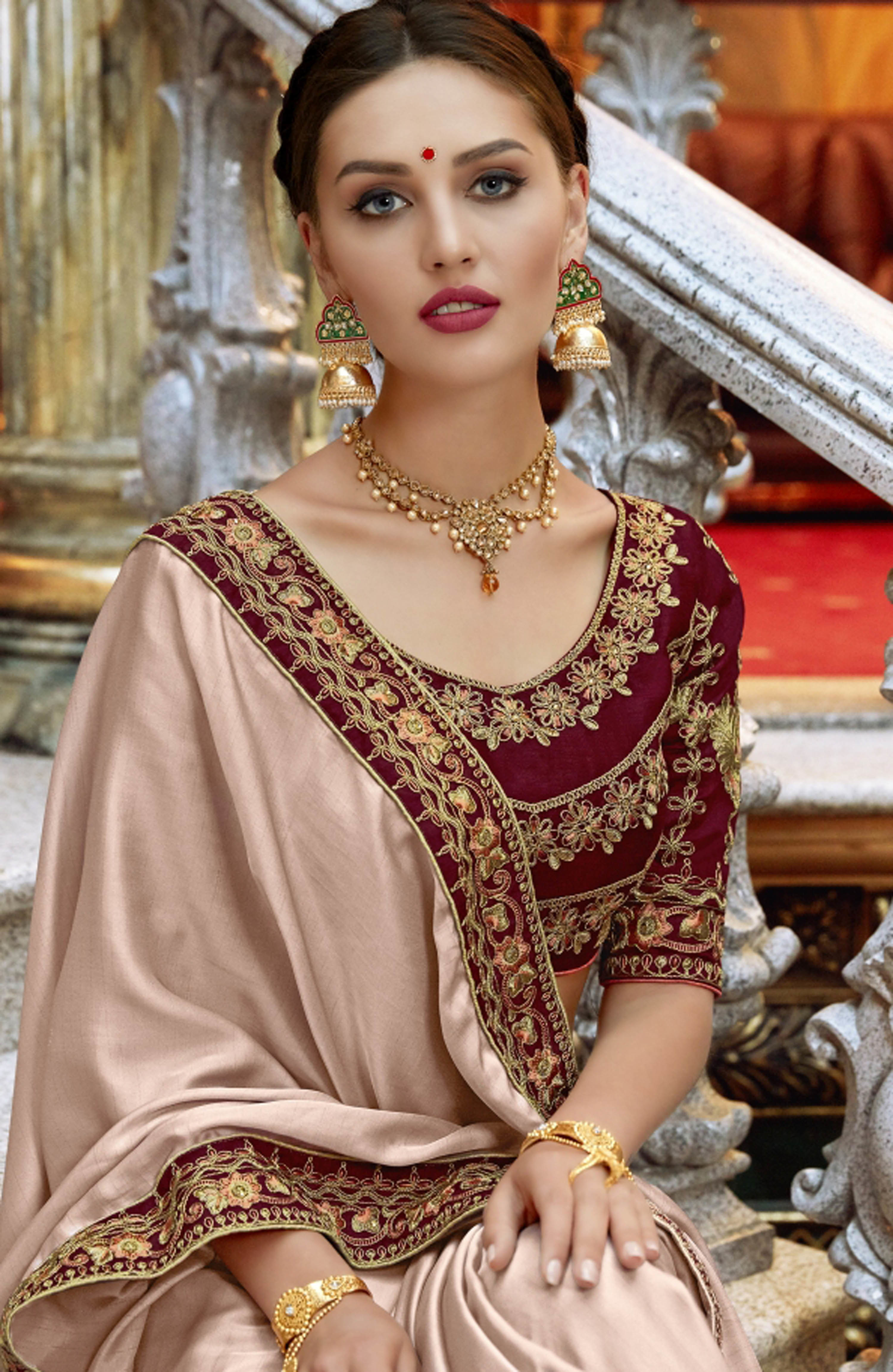 Georgette Saree - Designer Embroidered With Stone, Customized Size And Traditional Ethnic Wear