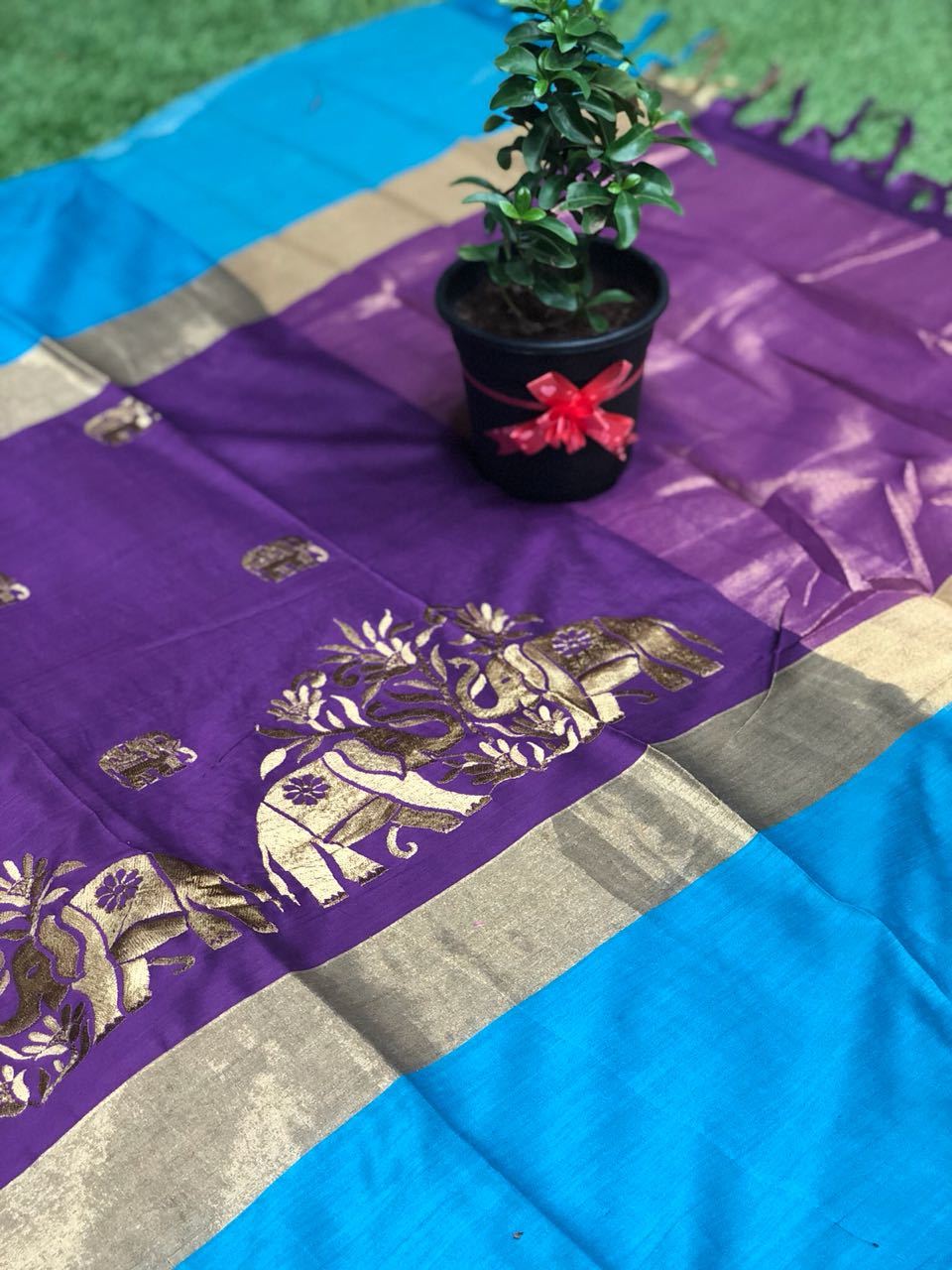 Multicolor Banarasi Soft Silk With Beautiful Resham Embroidery Work With Double Colour And Design..(dnhsilk11)