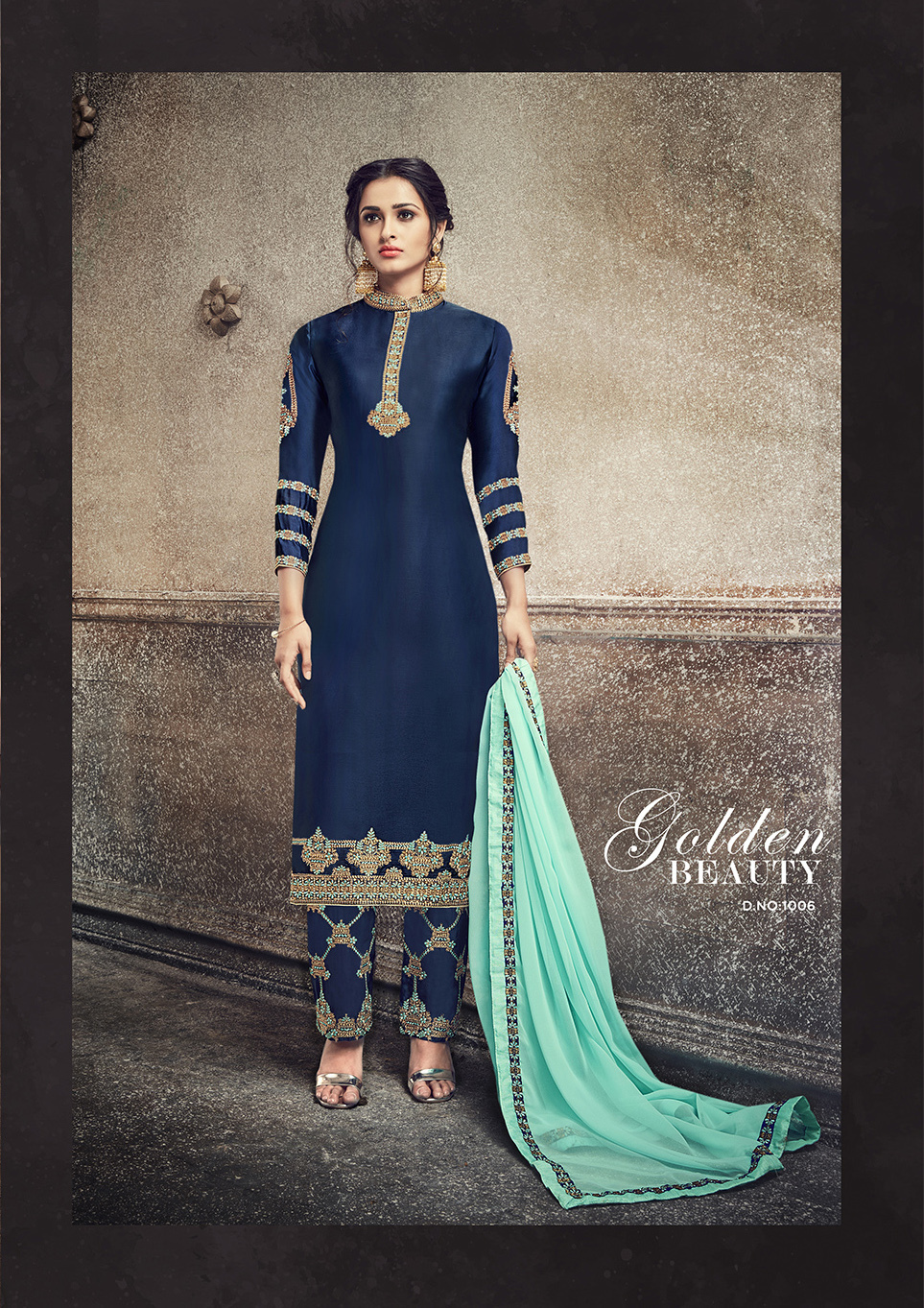 Multicolour Partywear Embroidered Georgette Salwar Suit Heavy Dupatta