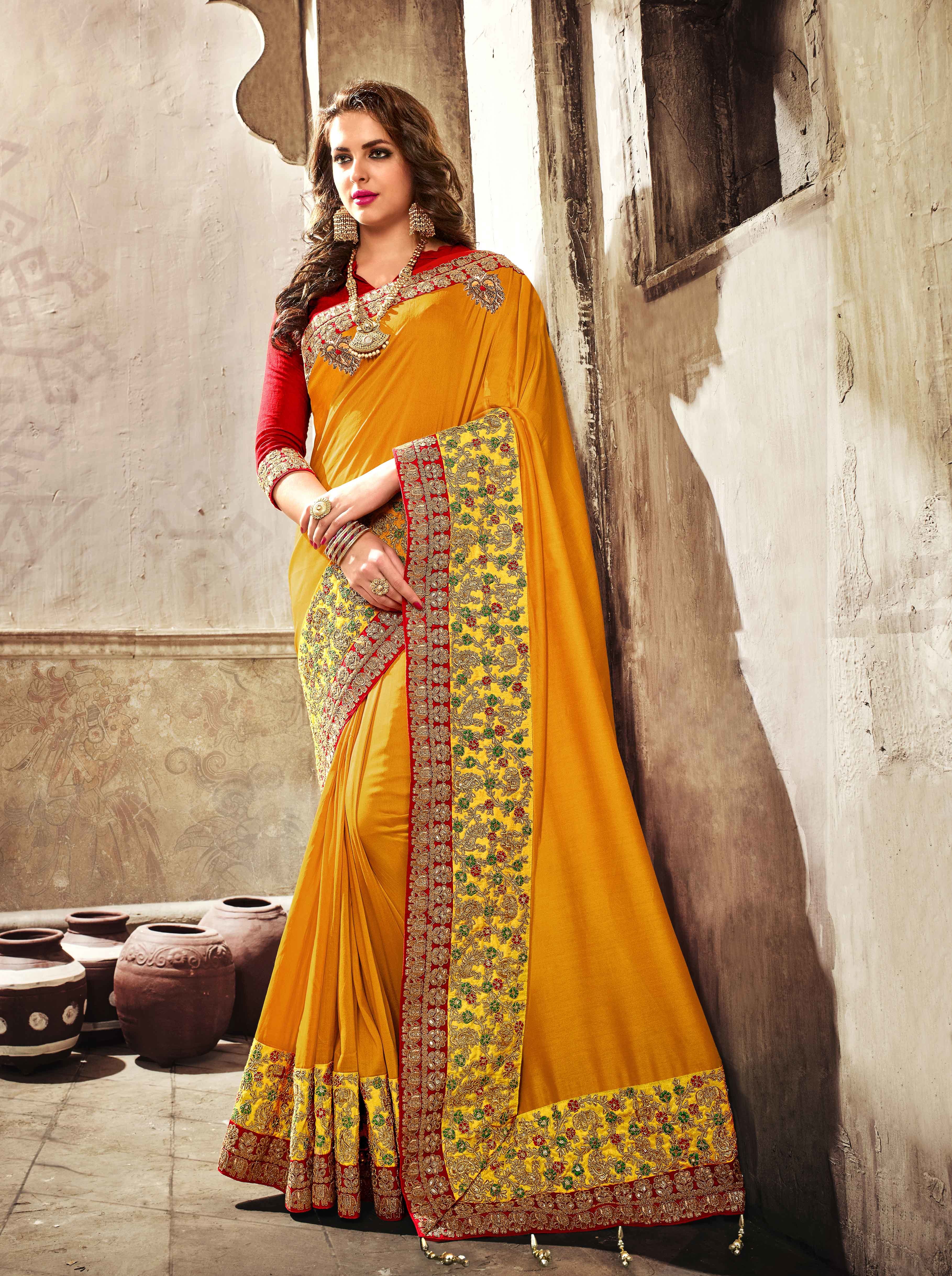 Stone Work Georgette Saree - Georgette Material, Embroidered Pattern, Multi-season Wear | Traditional Indian Dress With Blouse
