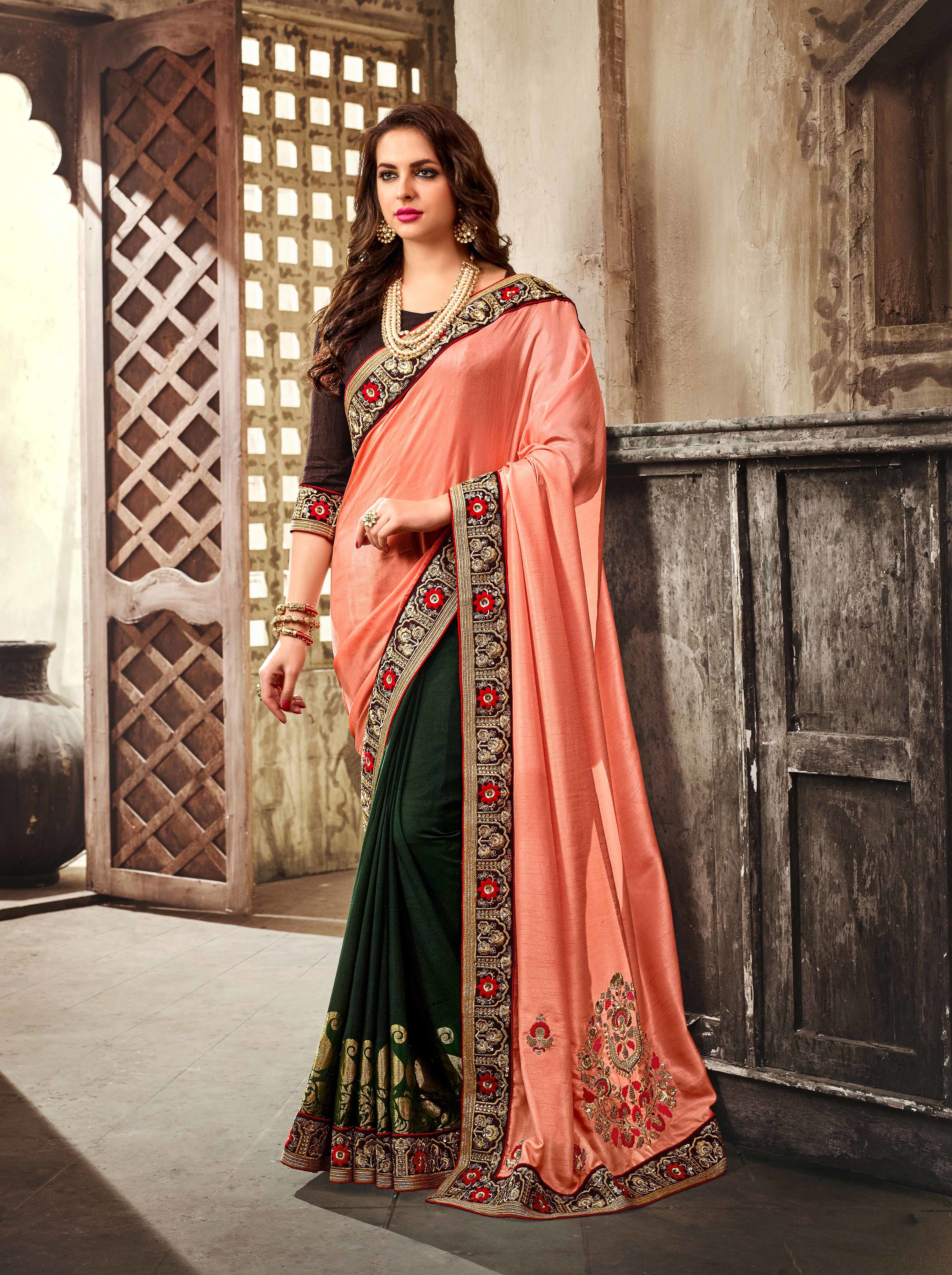 Stone Work Georgette Saree - Georgette Material, Embroidered Pattern, Multi-season Wear | Traditional Indian Dress With Blouse