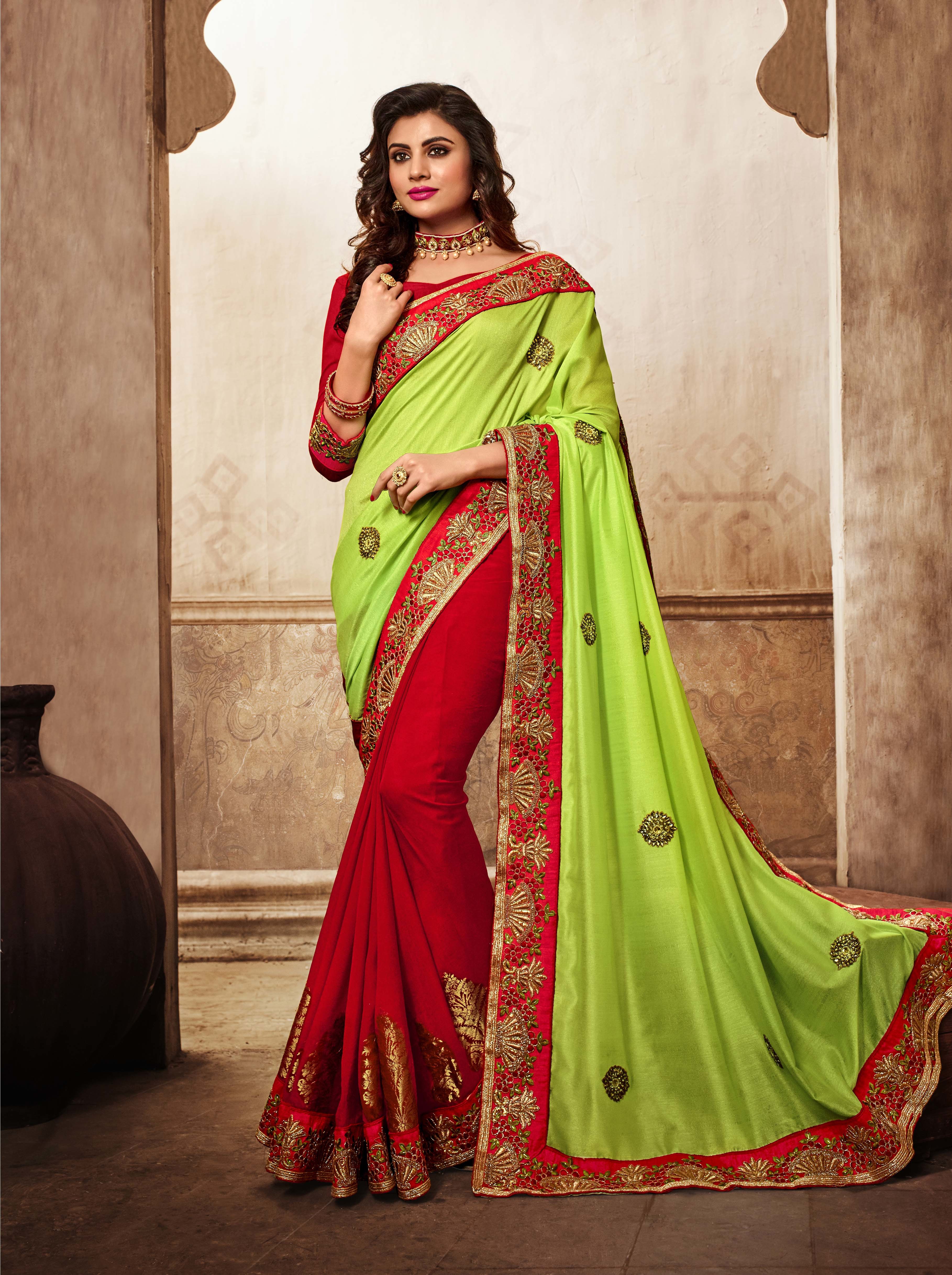 Designer Fancy Georgette Saree - Embroidered Stone Work, Custom Size For All Ages, Elegant Ethnic Wear