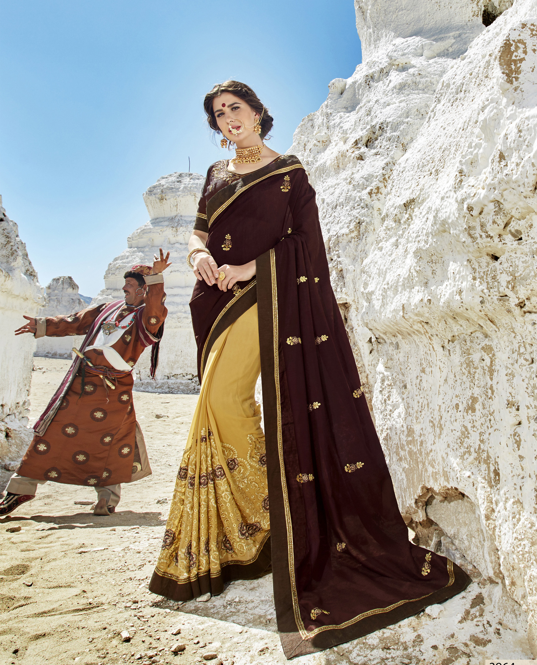As Per Image Phulkari Saree