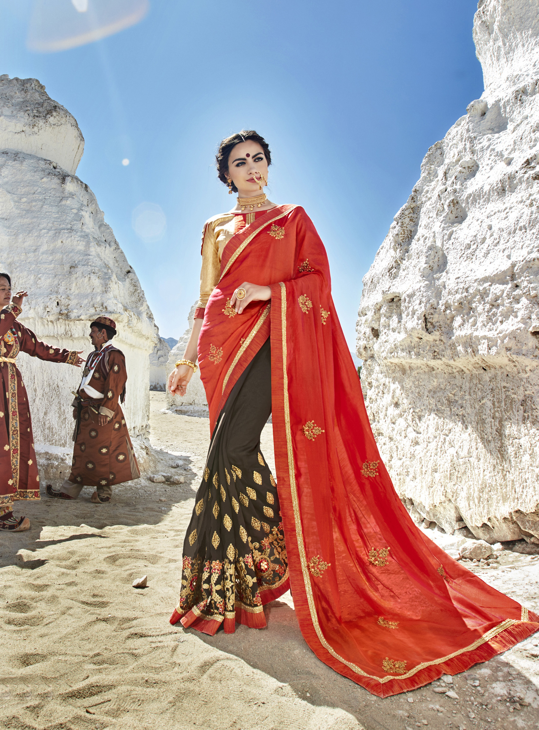 As Per Image Phulkari Saree