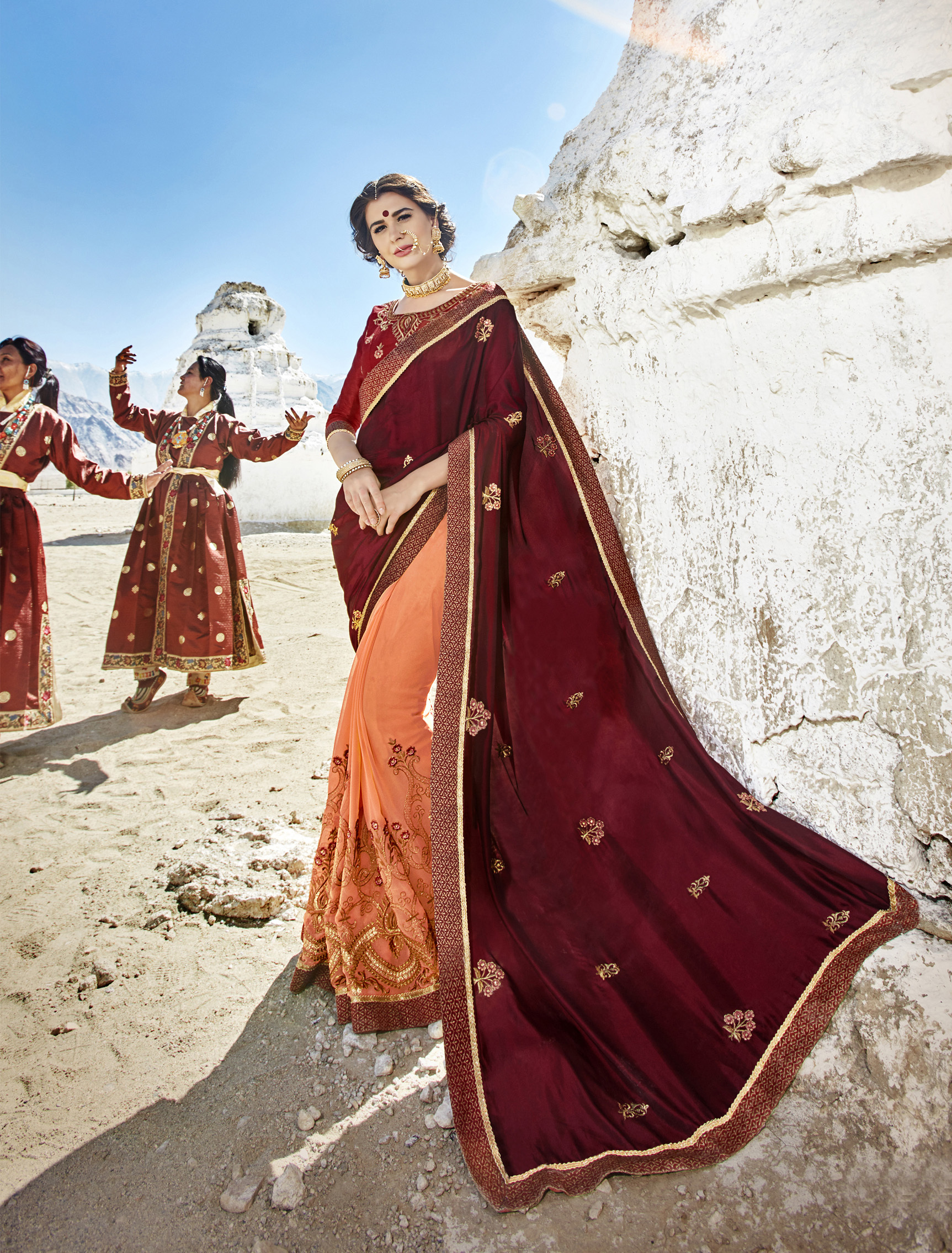 As Per Image Phulkari Saree
