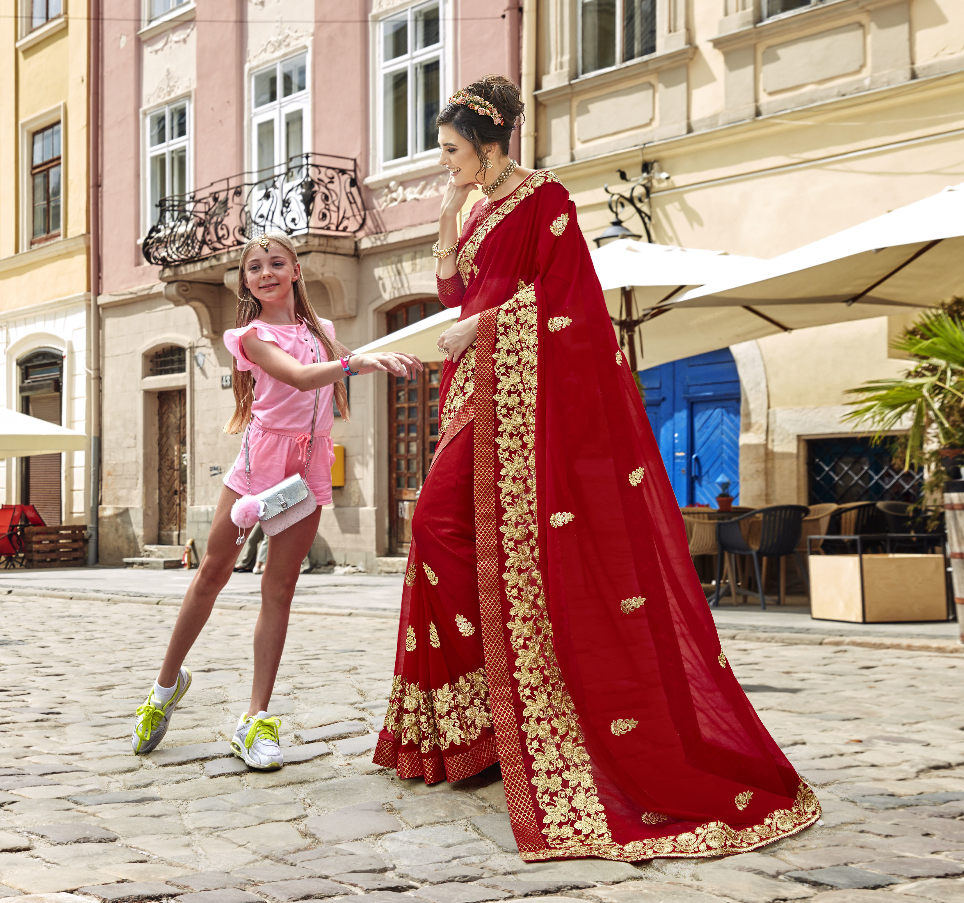 Designer Fancy Georgette Saree - Custom Fit, Embroidered Work | Indian Ethnic Wear, Georgette Fabric