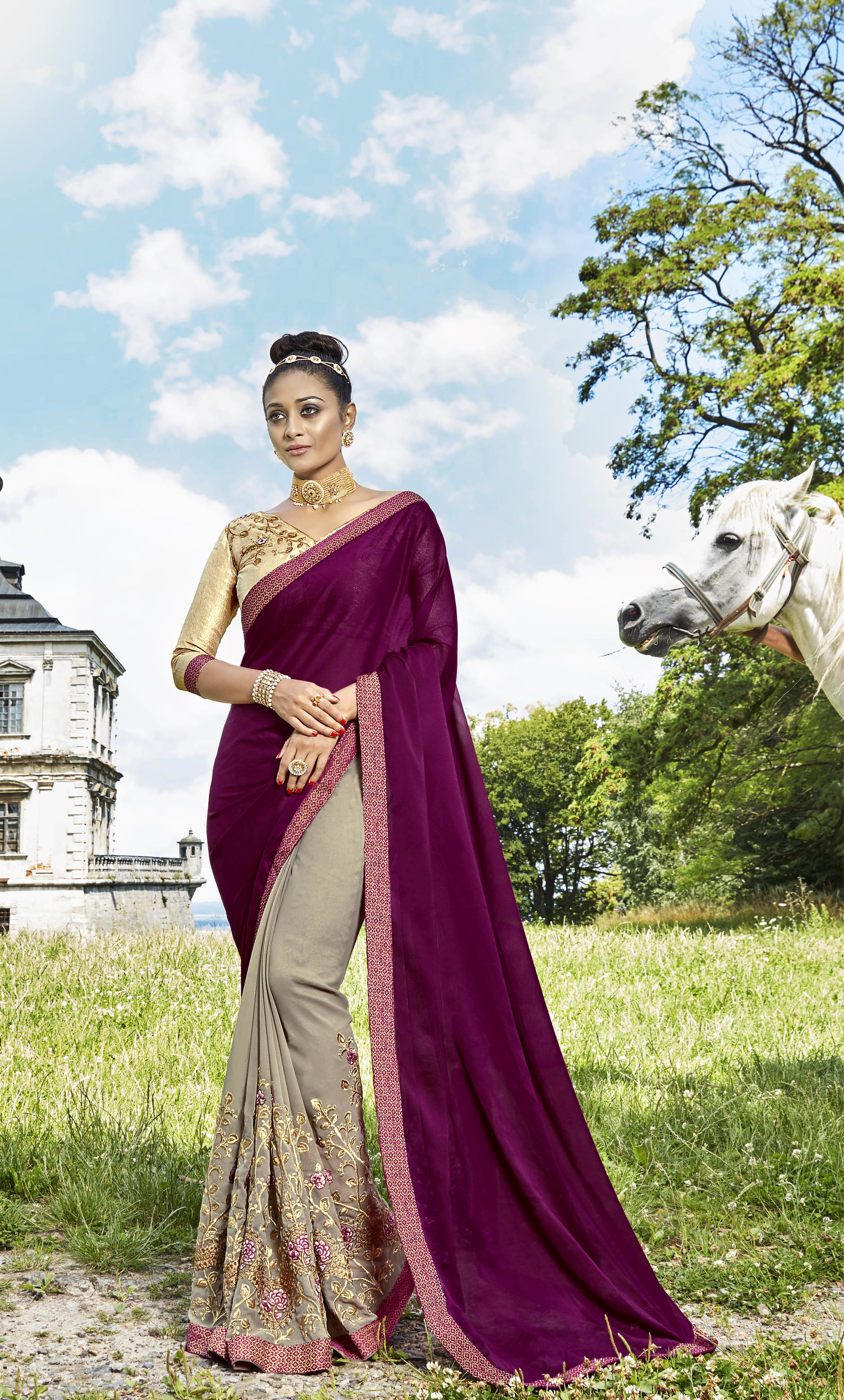 Fancy Georgette Saree - Embroidered Georgette, Ethnic Dress For All Seasons | Elegant Design With Detailed Work