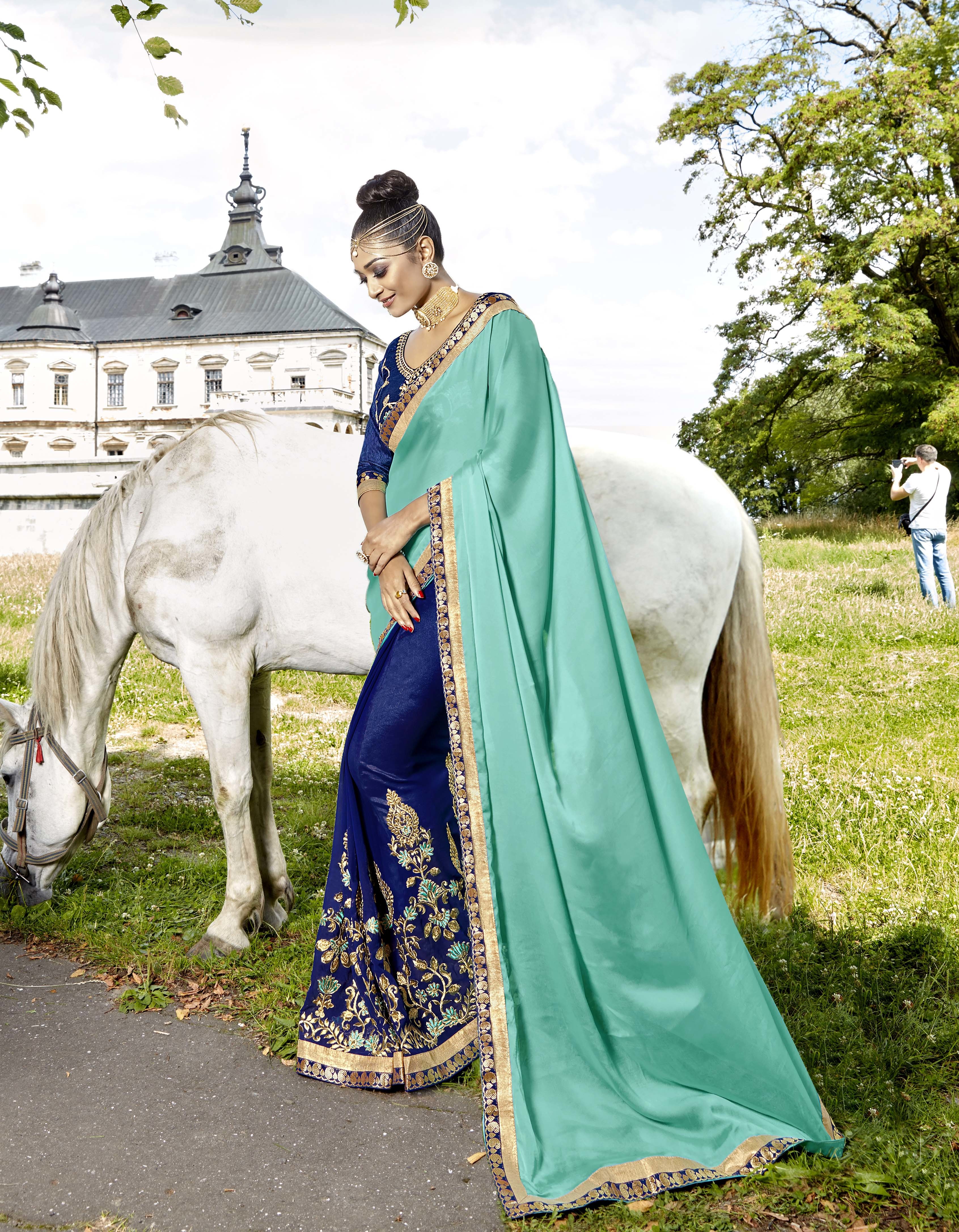 Fancy Georgette Saree - Embroidered Georgette, Ethnic Dress For All Seasons | Elegant Design With Detailed Work
