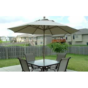 Outdoor Garden Umbrella - Polyester, 9 ft Diameter, Green Color | Durable Powder Coated MS Pole, Waterproof Design, Wind Resistant