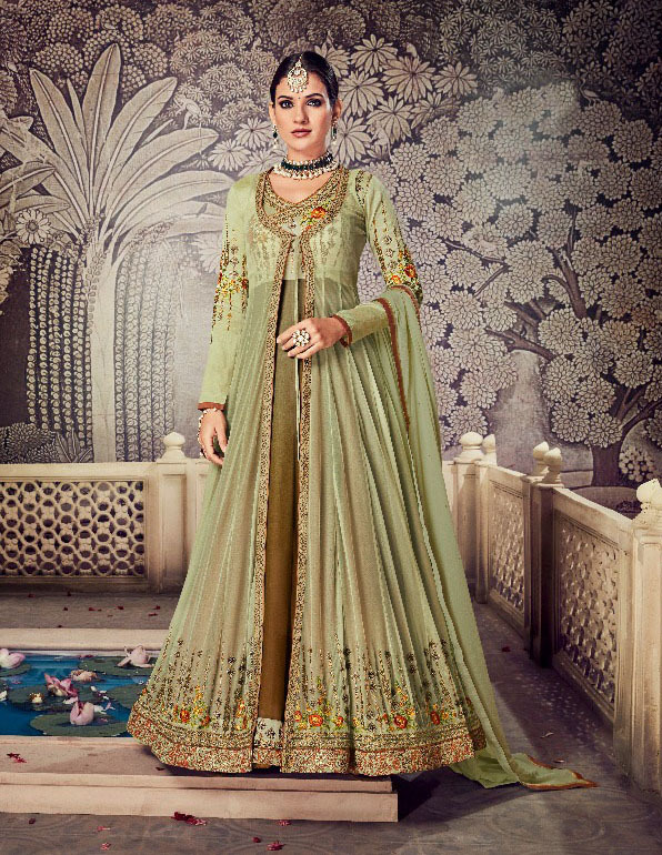 Multicolour Partywear Embroidered Georgette Salwar Suit