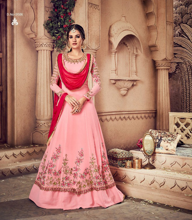 Multicolour Partywear Embroidered Georgette Salwar Suit