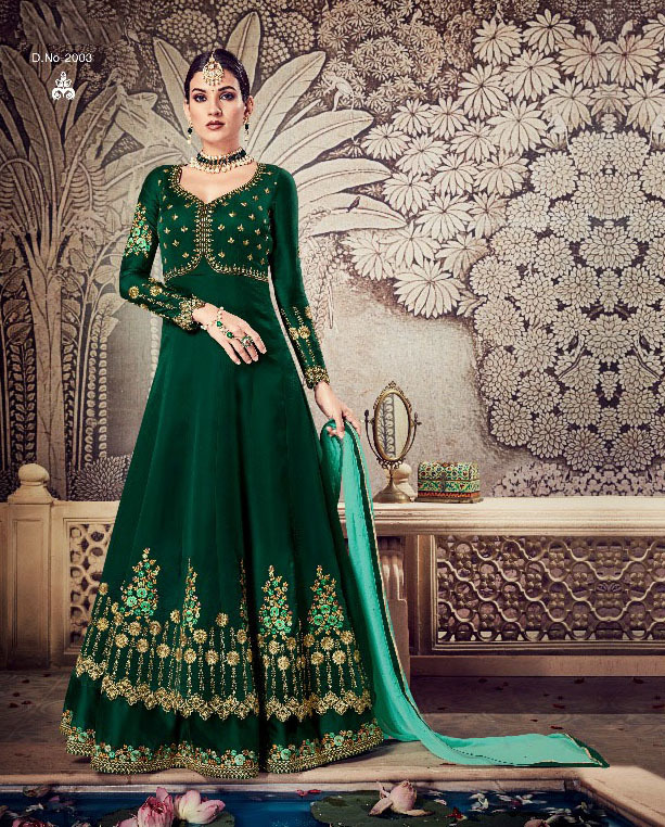 Multicolour Partywear Embroidered Georgette Salwar Suit