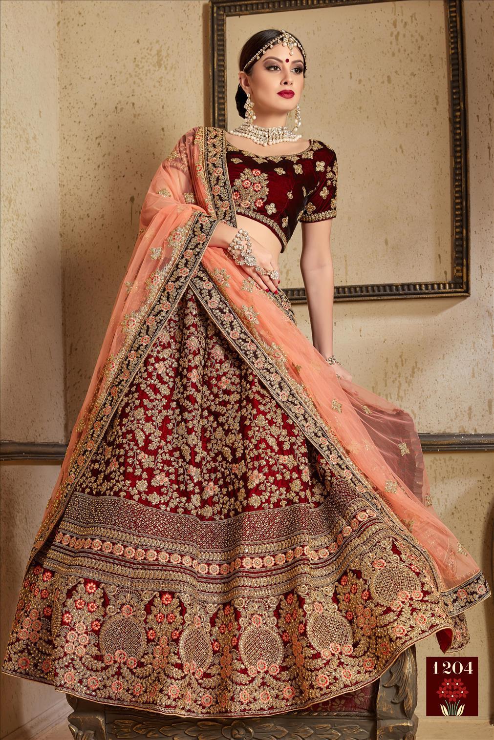 Ethnic Wedding And Partywear Velvet Lehengas