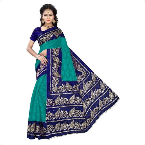 Green Fancy Ladies Wear Bhagalpuri Silk Sarees