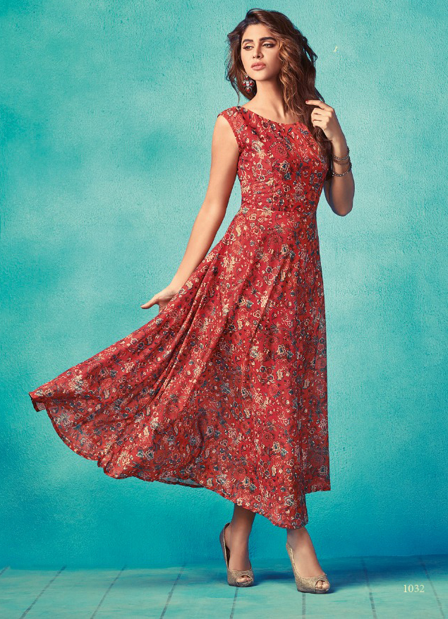 Georgette Fancy Long Gown Style Kurti
