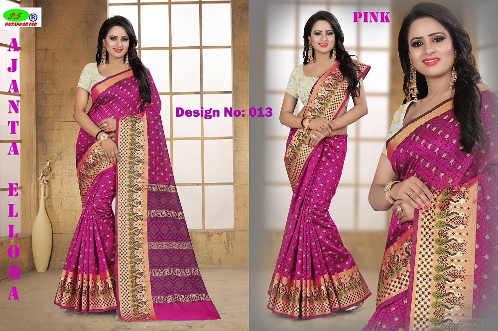 Fancy Silk Saree - 5.5 Mtr Length, 0.8 Mtr Blouse | Art Silk, Printed Pattern, Available In Black, Green, Orange, Blue, Pink, Yellow, Purple, Red
