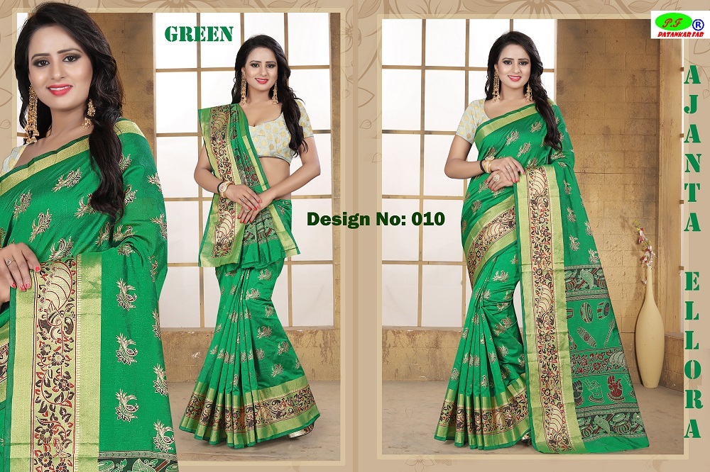 Fancy Silk Saree - 5.5 Mtr Length, 0.8 Mtr Blouse | Art Silk, Printed Pattern, Available In Black, Green, Orange, Blue, Pink, Yellow, Purple, Red
