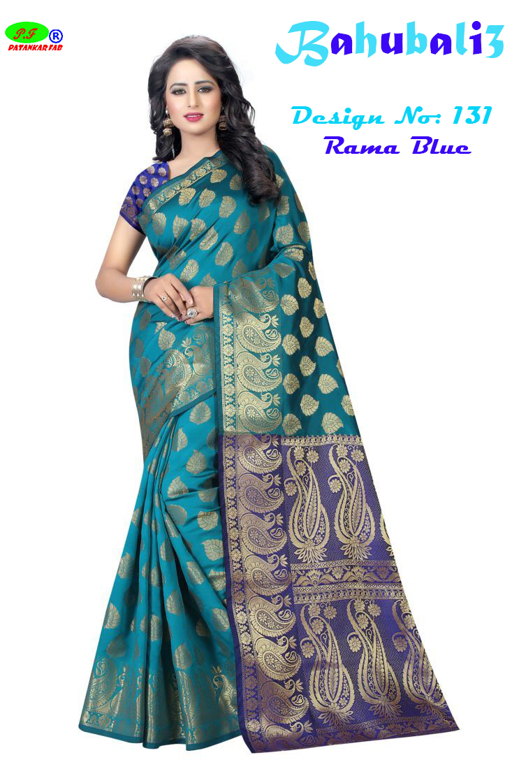 Blue Printed Saree Silk