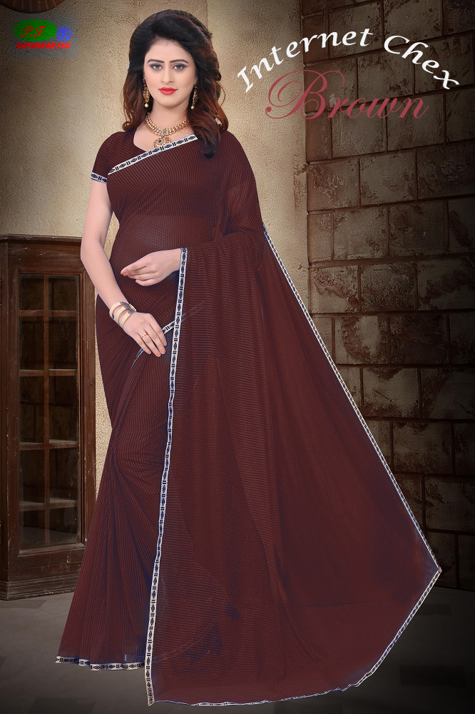Fancy Polyster Saree With Lace - Cotton Silk, 5.5 Mtr Length, 0.8 Mtr Blouse, Colors: Blue, Pink, Black, Purple, Red, Green | Printed Pattern, Suitable For Rainy, Spring, Summer, Winter