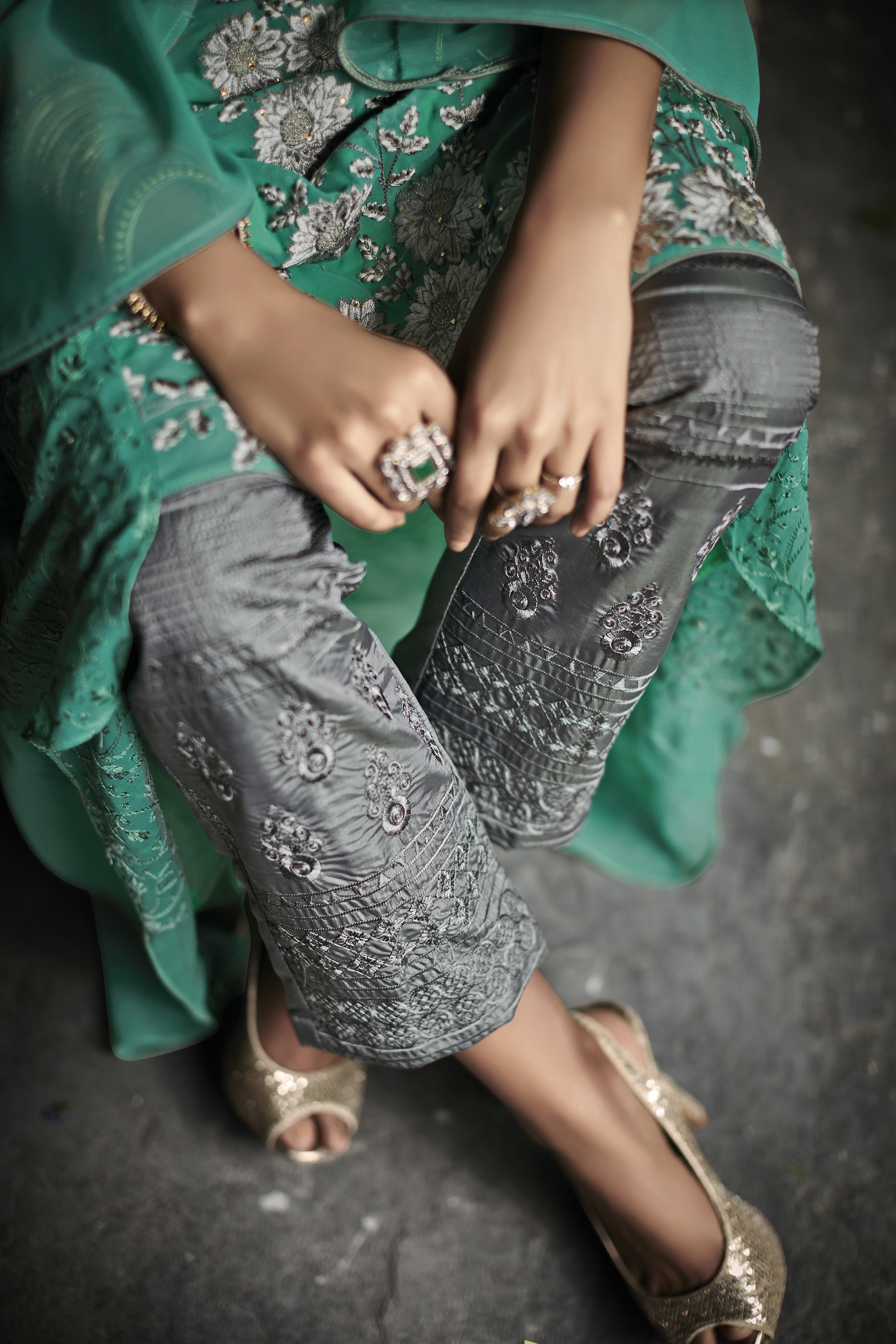 Georgette Silk Salwar Suit - Embroidered Design, Customized Size, Traditional Indian Ethnic Wear