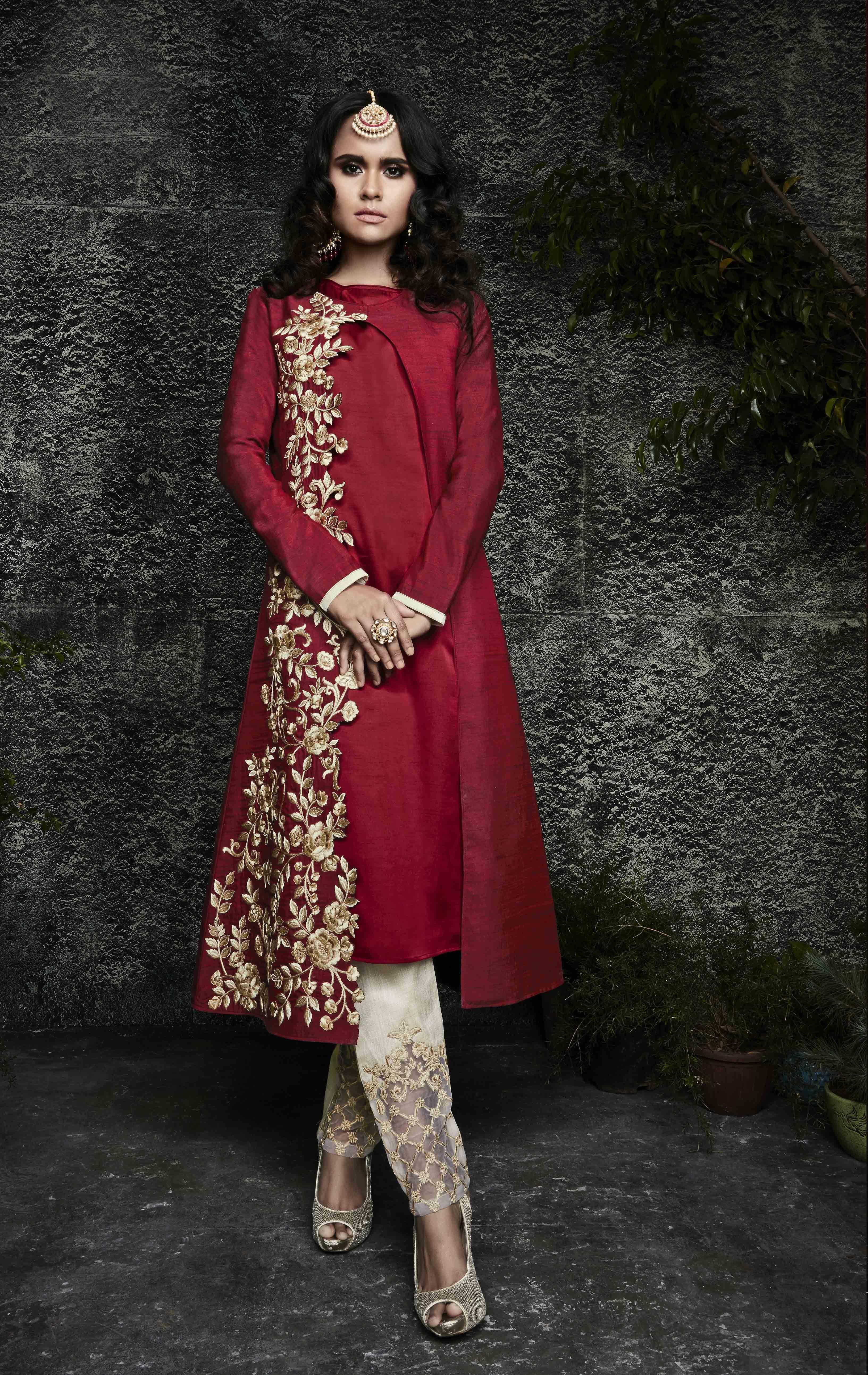 Georgette Silk Salwar Suit - Embroidered Design, Customized Size, Traditional Indian Ethnic Wear