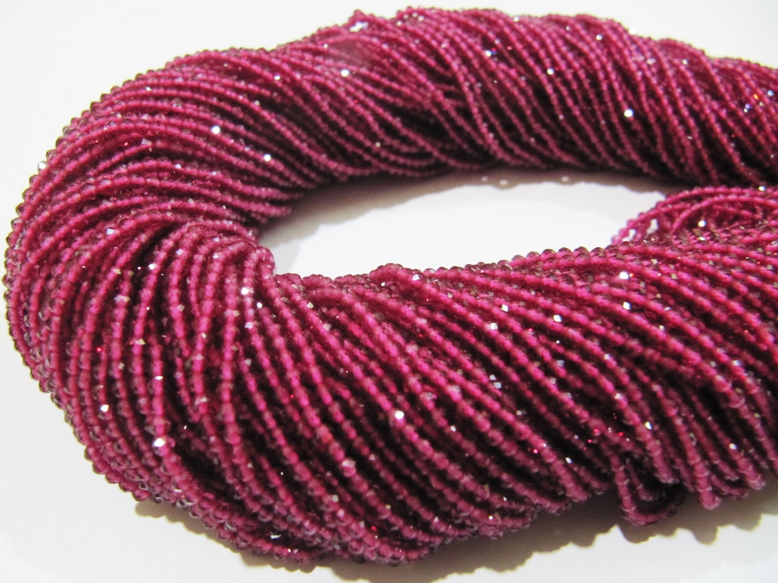 Red Aaa Quality Natural Ruby Lab Created Size 2mm Beads