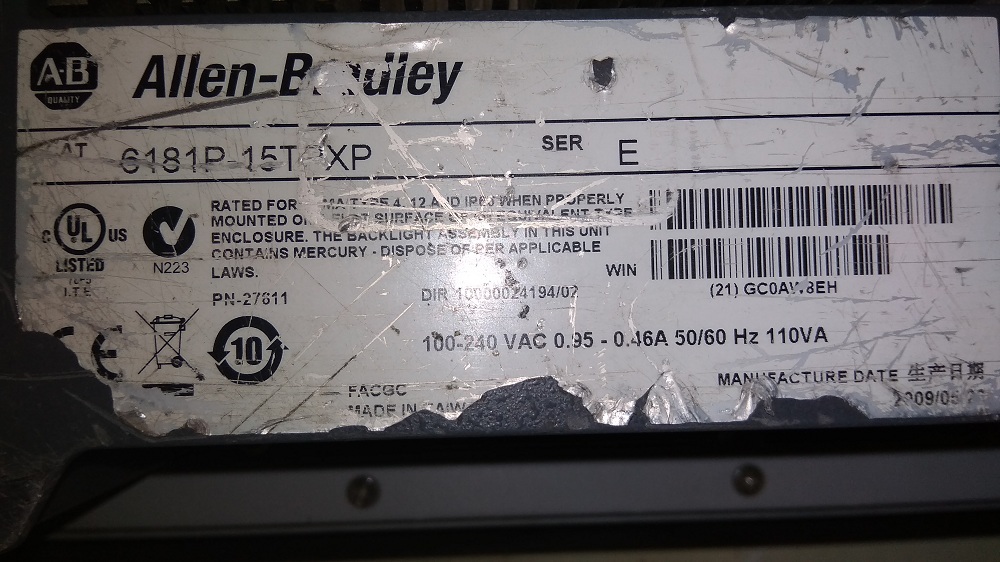 Allen Bradley Hmi 6181p-15tpxp