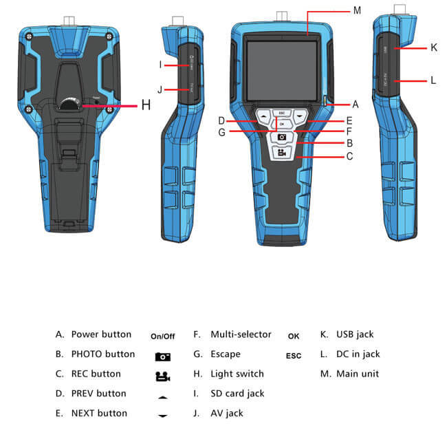 4 Way Articulation Borescope - 5.5mm Camera Probe, Waterproof Ip67 , 3.5 Inches Tft Lcd Monitor, 640 X 480 Resolution, Rechargeable Battery, 15 Language Support, Adjustable Brightness, 2x Digital Zoom