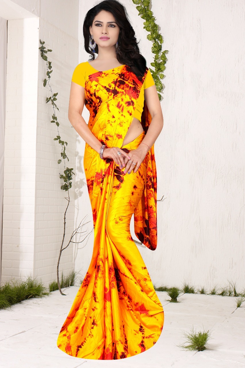 Multi Designer Wear Printed Georgette & Satin Saree