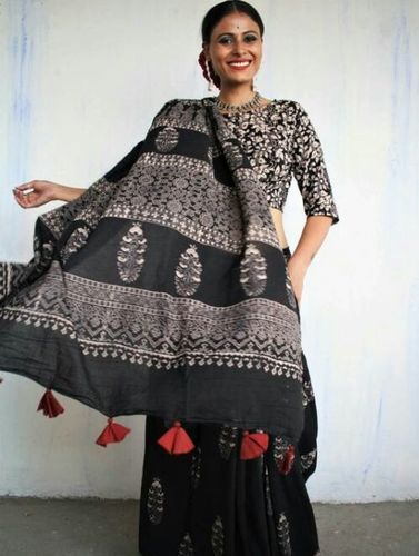 बगरू हाथ ब्लॉक प्रिंट साड़ी