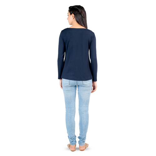 Printed Patchwork Navy Top