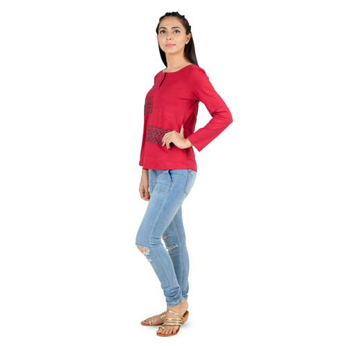 Printed Patchwork Wine Top