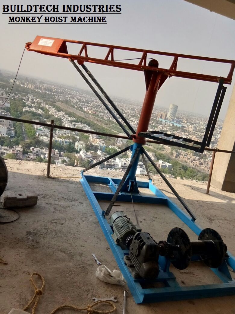Monkey Lift Machine - Hoist Mount, 10 Ft Boom Length, 360-degree Movement | Material Hoist, 500 Kg Capacity, 7.5 Hp Motor, 1-year Warranty