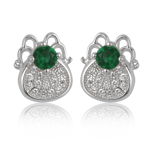 Sterling Silver CZ Stud Earrings - Rhodium Plated Small Studs, Ideal for Engagement and Wedding Gifting