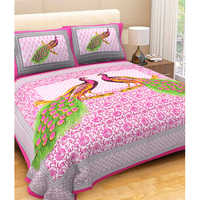 Printed Peacock Pink Bed Sheet