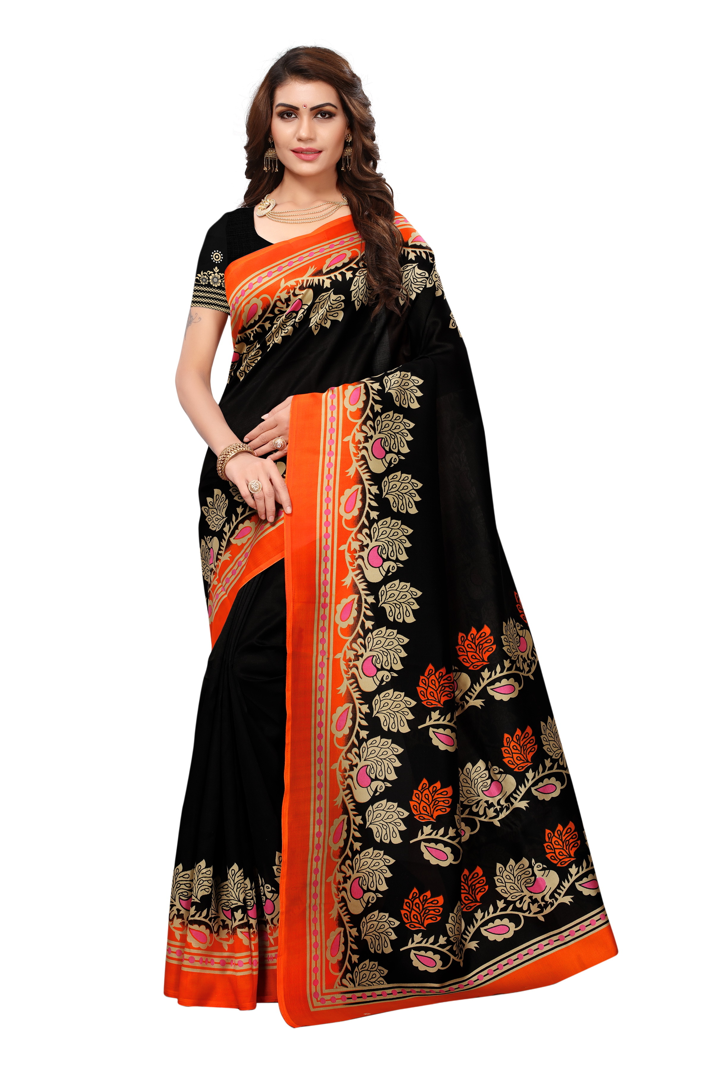 Mysore Pure Silk Saree - 5.5 Mtr Length, Multi-colour Pattern, Art Silk Fabric, Printed Design | Suitable For All Seasons: Rainy, Spring, Summer, Winter