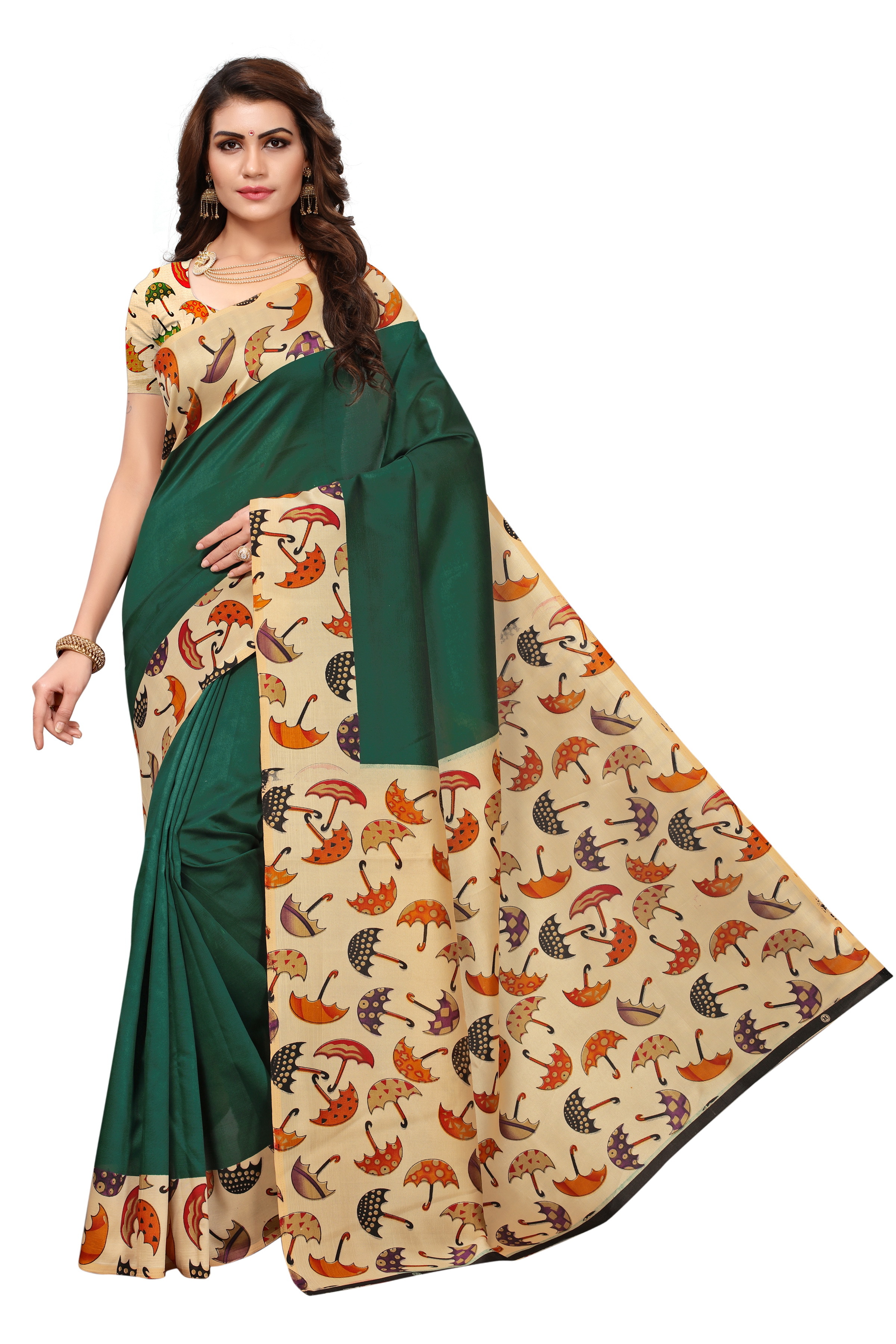 Mysore Silk Saree - 5.5 Mtr Length, 0.8 Mtr Blouse | Black, Green, Red Colors, Printed Pattern, Suitable For Rainy, Spring, Summer, Winter Seasons