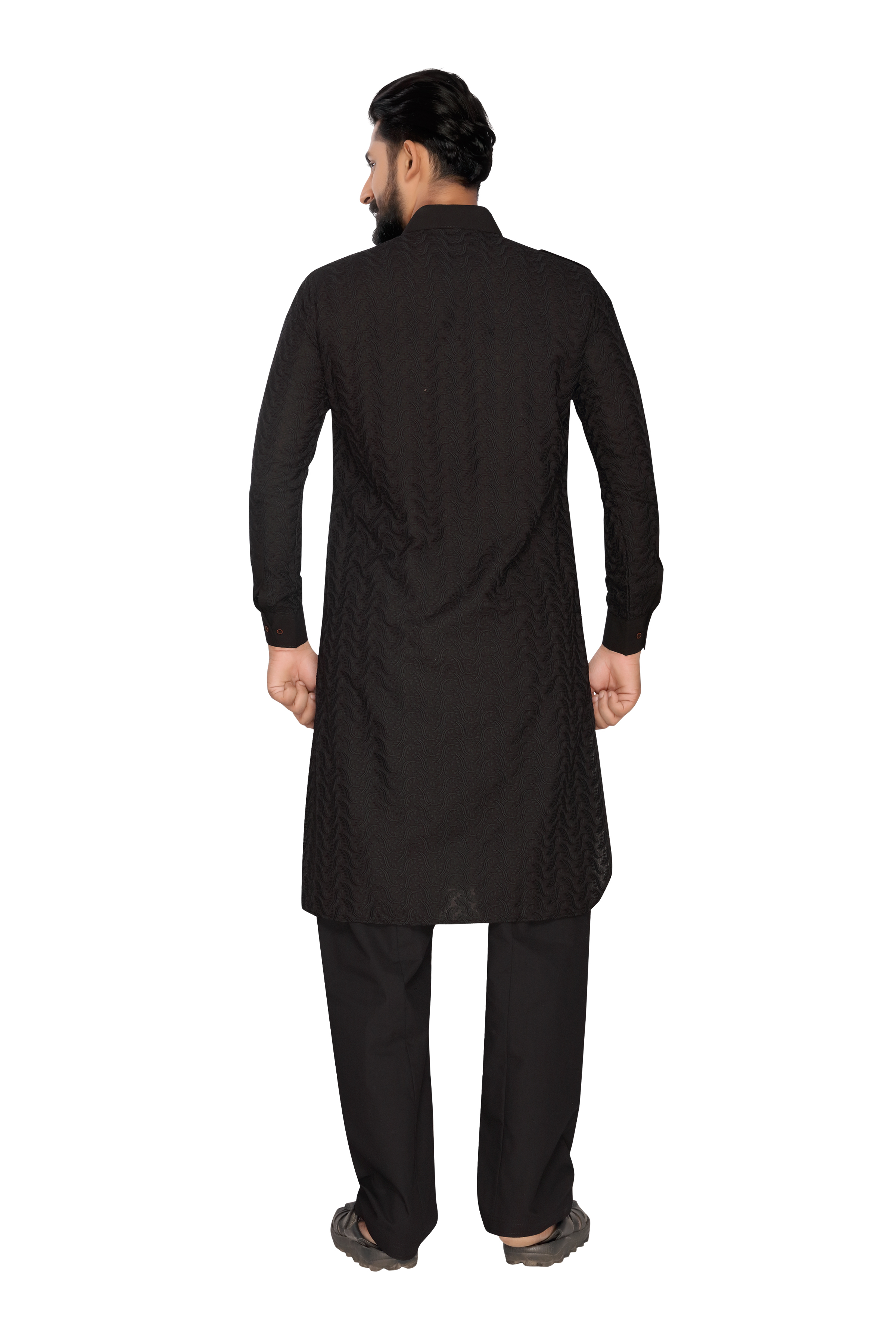 Pathani Kurta Pajama - Cotton Polly Material, Available In Sizes 38, 40, 44 | Straight Collar, Long Sleeves, Embroidered Chicken Design