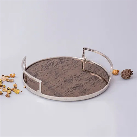 Serving Glass Tray - Aluminum Alloy 16-Inch Silver| Alluring Design, Scratch-Proof, Corrosion Resistant