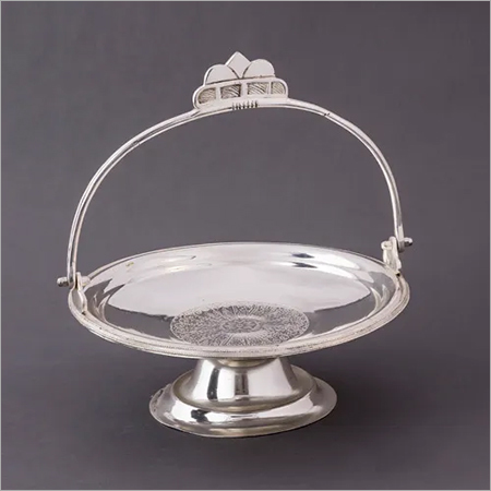 Elegant Silver Plated Basket - Silver Plated Brass, Round Shape with Loop Handle | Ideal for Gifting and Home Decor