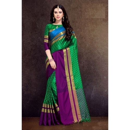Zari Work Designer Cotton Silk Saree