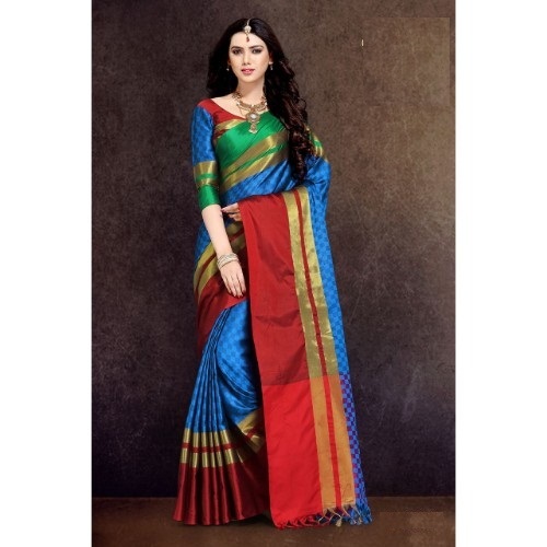 Zari Work Designer Cotton Silk Saree