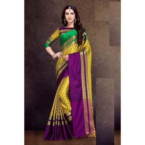 Zari Work Designer Cotton Silk Saree