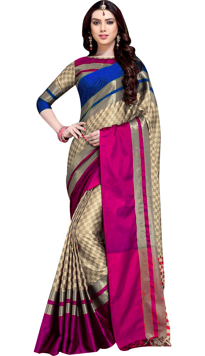 Cotton Saree - Cotton Silk Fabric, Length: 5.5 Mtr, Blouse Length: 0.8 Mtr | Multicolour Printed Pattern, Suitable For All Seasons