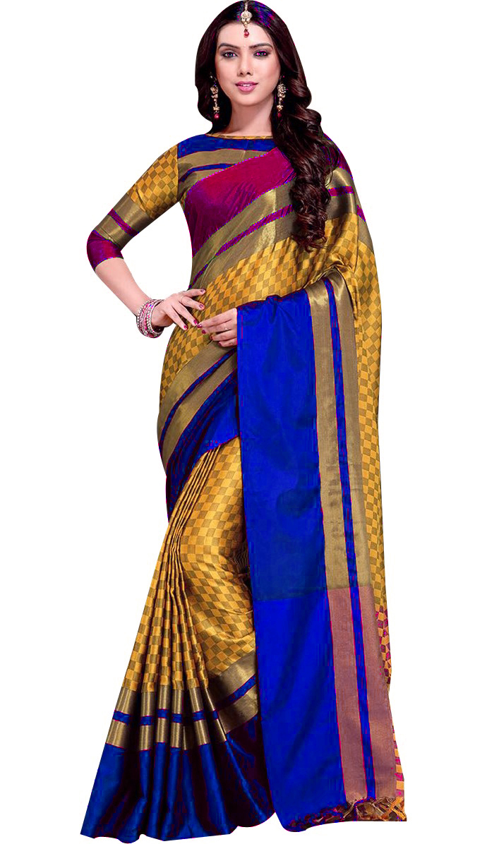 Cotton Saree - Cotton Silk Fabric, Length: 5.5 Mtr, Blouse Length: 0.8 Mtr | Multicolour Printed Pattern, Suitable For All Seasons