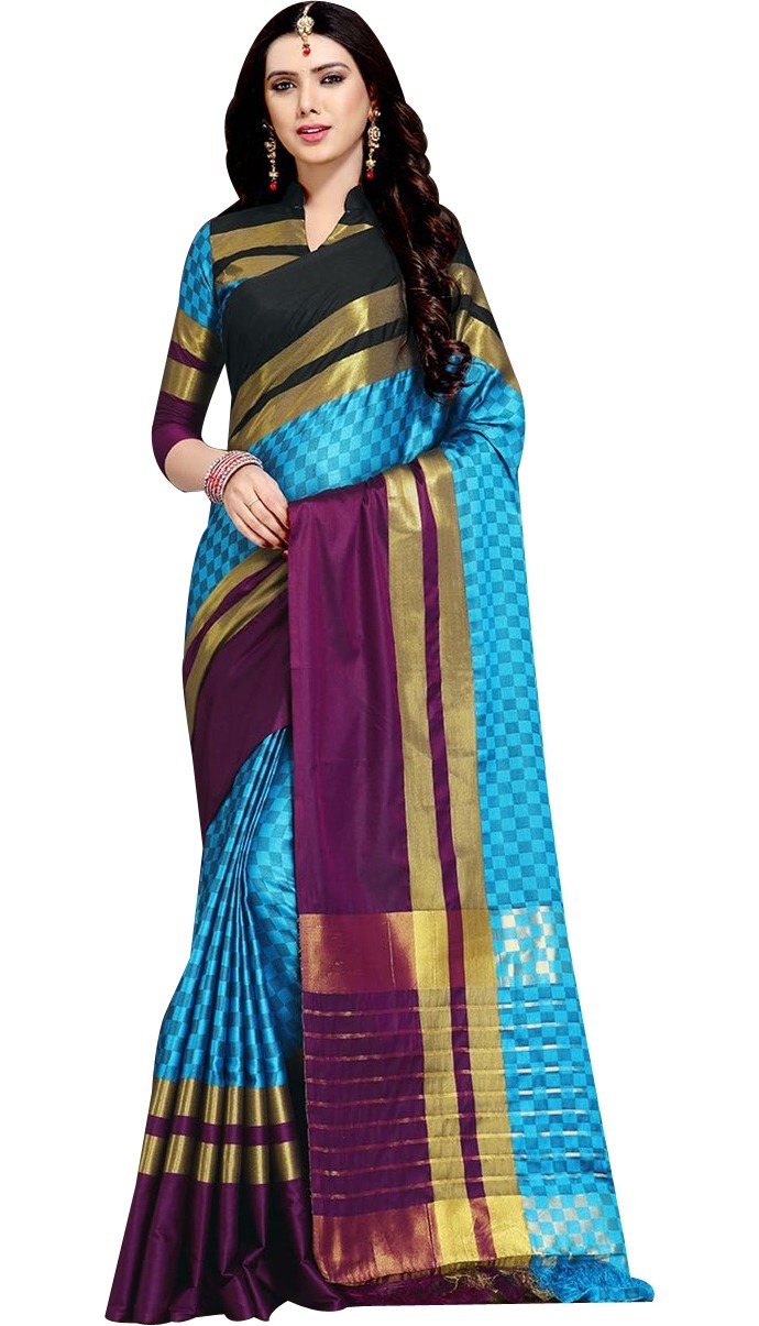 Cotton Saree - Cotton Silk Fabric, Length: 5.5 Mtr, Blouse Length: 0.8 Mtr | Multicolour Printed Pattern, Suitable For All Seasons