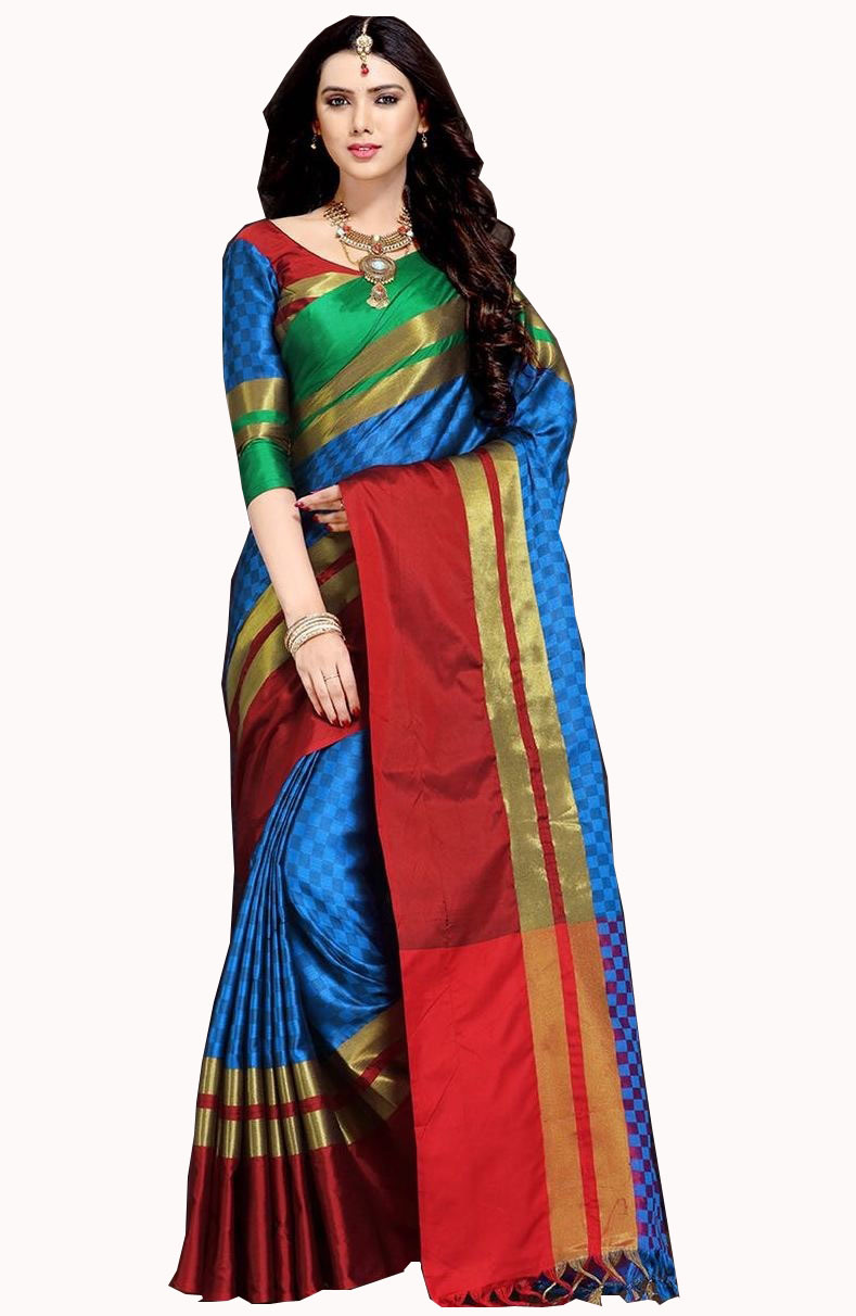 Cotton Saree - Cotton Silk Fabric, Length: 5.5 Mtr, Blouse Length: 0.8 Mtr | Multicolour Printed Pattern, Suitable For All Seasons